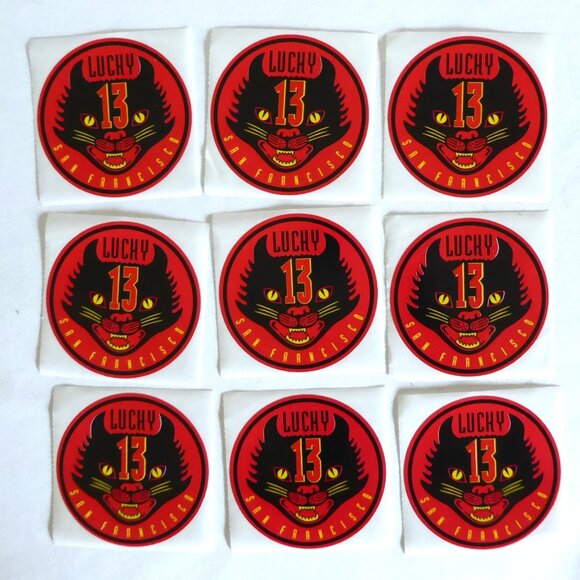 VINTAGE LUCKY 13 BAR SAN FRANCISCO BLACK CAT STICKER DECAL LOT - Picture 1 of 3